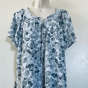 🆓Basic Editions Gray Floral Women's Blouse